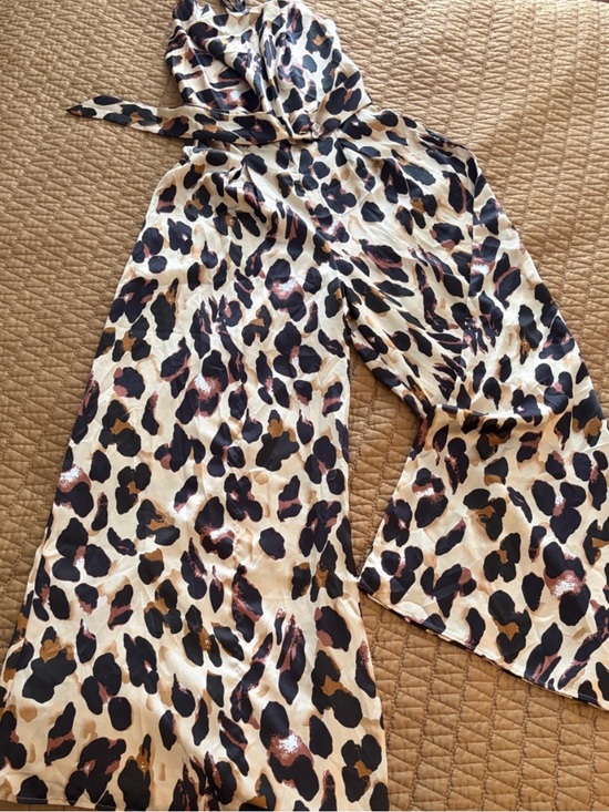 Here Comes The Sun Pants - Here Comes the Sun Leopard Print Palazzo Wide-Leg Halter Jumpsuit